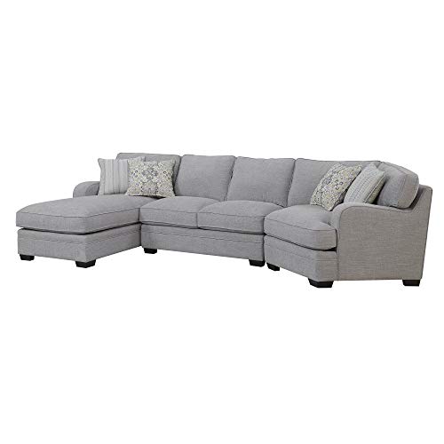 Artum Hill Sectional Sofa with Track Arms, Welt Seaming, and Block Feet Living-Room-Sets, Soft Gray