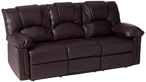 poundex Espresso Bonded Leather Reclining Motion Sofa, Brown