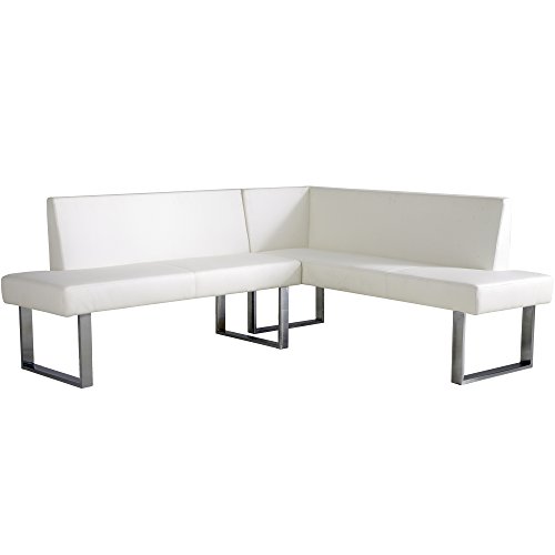 Armen Living Amanda Sectional in White and Chrome Finish