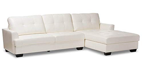 Baxton Studio Adalynn Modern and Contemporary White Faux Leather Upholstered Sectional Sofa