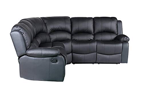 classic large bonded leather reclining corner sectional sofa