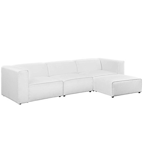 Modway Mingle Contemporary Modern 4-Piece Sectional Sofa Set in White