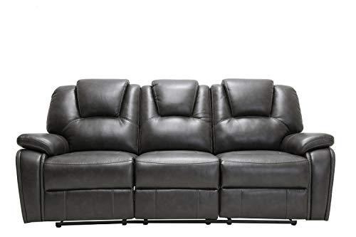 HomeRoots Gray 40" Contemporary Grey Leather Sofa