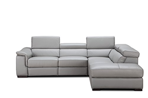 J and M Furniture Perla Premium Leather Sectional Chaise, Modern