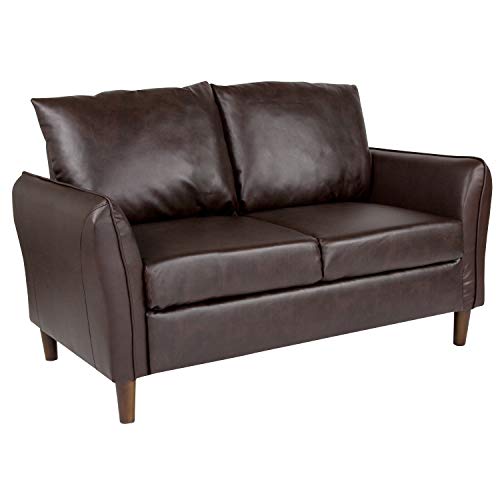 Flash Furniture Milton Park Upholstered Plush Pillow Back Loveseat in Brown LeatherSoft