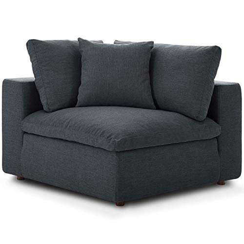 Modway Commix Down-Filled Overstuffed Upholstered Sectional Sofa Corner Chair in Gray