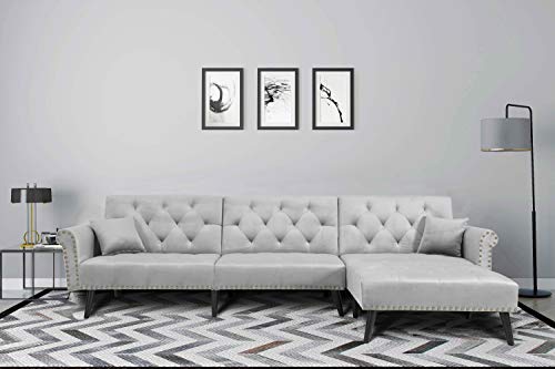 Harper&Bright Designs Sofa Bed Set Sectional Sofa Living Room Furniture Sofa Set Sleeper Couch Bed Modern Contemporary Upholstered with Extra Wide Chaise Lounge (Light Grey)
