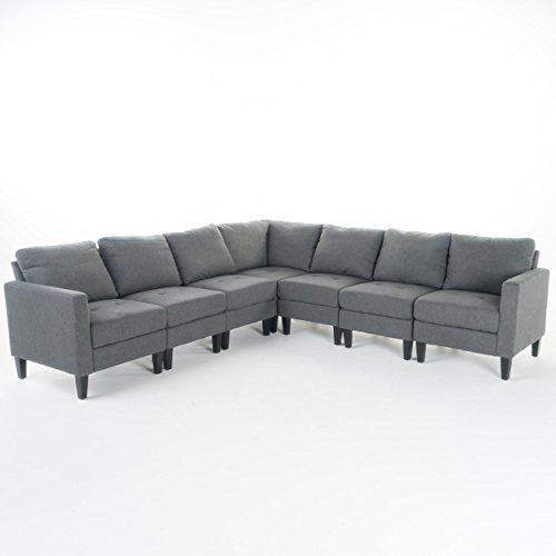 Carolina Versatile 7 Piece Fabric Sectional Couch (Dark Grey)
