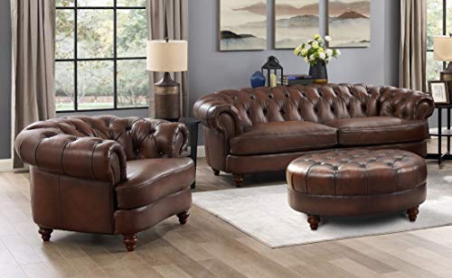 nebraska leather chesterfield sofa and chair set