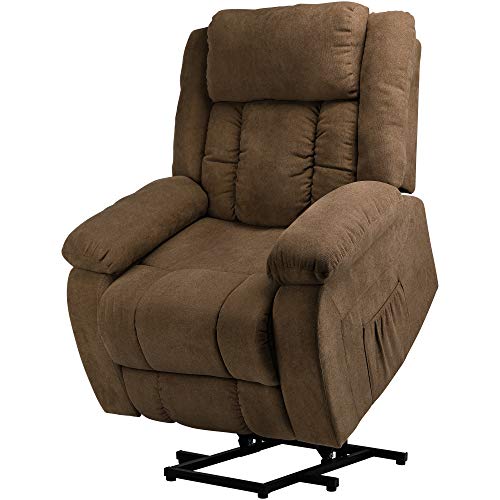 YITAHOME Massage Recliner Chair, Electric Power Lift Recliner with Massage and Heat for Elderly, Ergonomic Single Fabric Sofa with 2 Side Pockets & Remote Control for Living Room (Coffee)