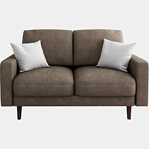 Velvet Loveseat with Wood Frame - Loveseat with Loose Back and Removable Cushions - Brown