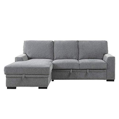 Lexicon Winona Left Side Chaise Sectional Sofa, Dark Grey