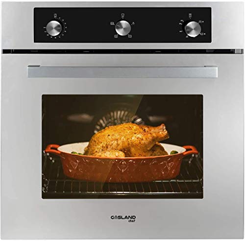 Single Wall Oven, GASLAND Chef GS606MSLP 24" Built-in Propane Gas Oven, 6 Cooking Function Convection Gas Wall Oven with Rotisserie, Mechanical Knob Control, 120V Electric Ignition, Stainless Steel