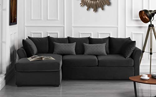 Divano Roma Furniture Modern Sectional, Large, Dark Grey