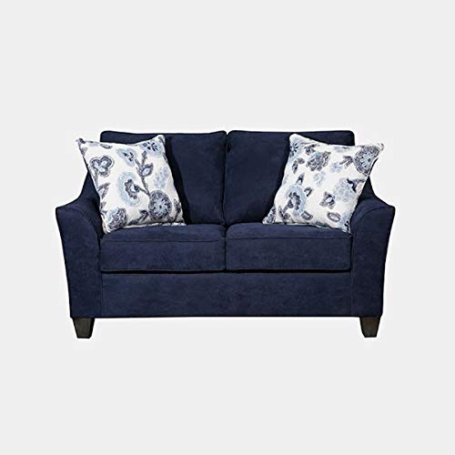 Chenille Loveseat with Wood Frame - Loveseat with 2 Toss Pillows and Removable Cushions - Blue