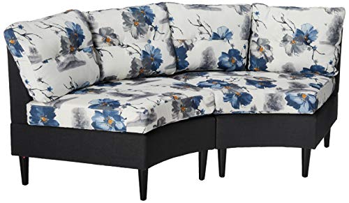 Christopher Knight Home Julian Nora Contemporary Fabric Modular 2 Seater Sectional, Floral Print with Dark Charcoal Base, Matte Black