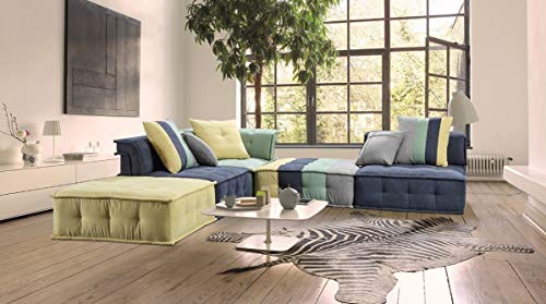 Limari Home Jaffe Collection Modern Style Living Room Cotton Fabric Sectional Sofa, Multicolor