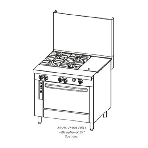 Southbend P36A-TTC Platinum Heavy Duty 36" Gas Range w/ 24" Thermostatic Griddle, 12" Charbroiler & Convection Oven Base