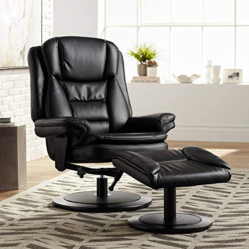 Aden Faux Leather Black Recliner Chair and Ottoman – Elm Lane – Artisan ...