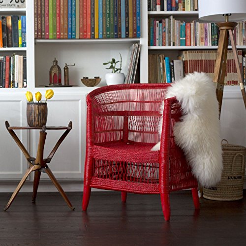 Warm Heart Bohemian Woven Malawi Chair - Cherry Red