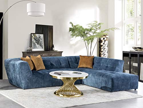Acanva Luxury Mid-Century Modern Velvet Living Room Sofa, Sectional, Navy Blue