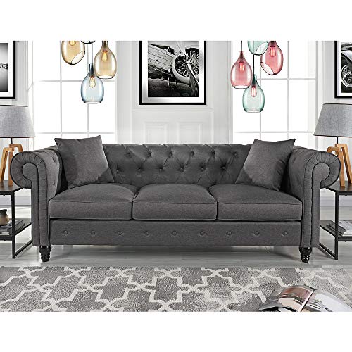 Divano Roma Furniture Classic Large Sofa | Light Grey