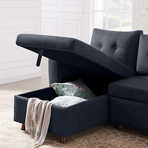 Tribesigns Sectional Sofa Couch with Pull Out Bed, Convertible L-Shape ...