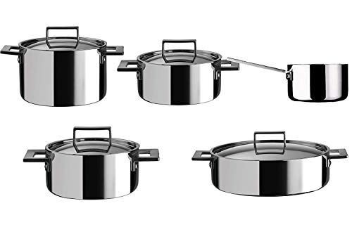 Mepra Attiva 9-Piece Cookware Set – Stainless Steel Finish Kitchenware, Hand Washable Kitchen Utensils, 9 PC