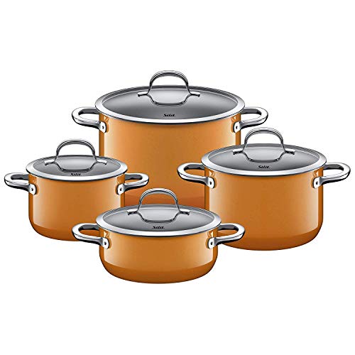 Silit Silargan 4-Piece Saucepan Set, Dark Orange