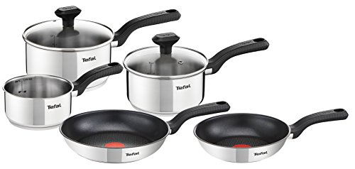 Tefal Comfort Max Stainless Steel Cookware Set, 5 Pieces - Silver