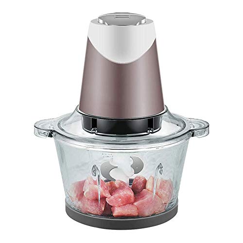 Food Chopper Electric Meat Grinder Machine Kitchen Aid Mini Food Processor 2L BPA-Free Glass Bowl Grinder for Meat Vegetables Fruits and Nuts Chopper