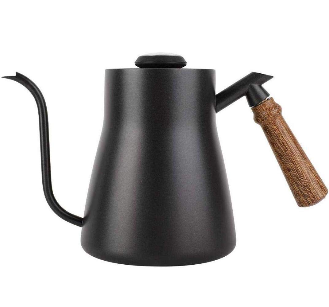 Stainless Coffee Kettle, Drip Over Coffee Kettle Tea Filter Gooseneck with Wooden Handle for Home, Kitchen, Office, Coffee Shop, Without thermometer,850ML (Color : With Thermometer, Size : 850ML)
