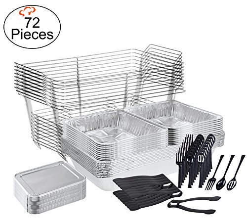 TigerChef 0026-CATERSET Catering Set Serving Dishes for Parties Includes Chafer Pans Set and Disposable Serving Utensils, Spoons and Tongs for Parties and Events Birthday, Holidays, picnics, Wedding