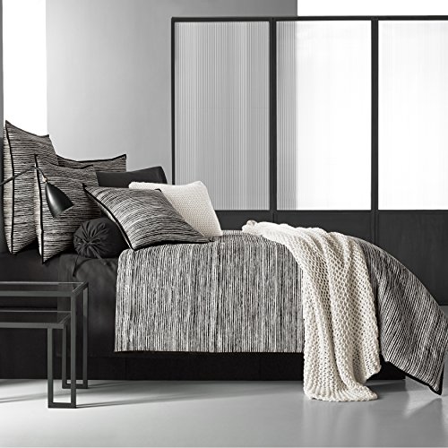 Five Queens Court Felix 100% Brushed Cotton 4 Piece Comforter Set, Full, Black/White