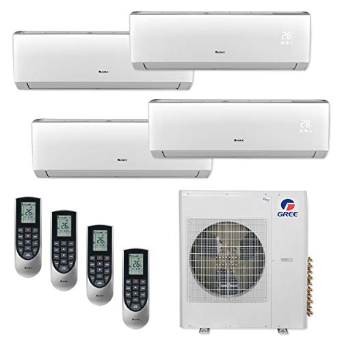 GREE MULTI42CVIR400-42,000 BTU Multi21+ Quad-Zone Wall Mount Mini Split Air Conditioner Heat Pump 208-230V (9-9-9-9)