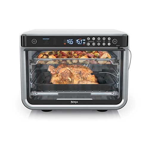 Ninja DT251 Foodi 10-in-1 Smart XL Air Fry Oven, Bake, Broil, Toast, Air Fry, Air Roast, Digital Toaster, Smart Thermometer, True Surround Convection, includes Recipe Book, 1800 Watts, Steel Finish