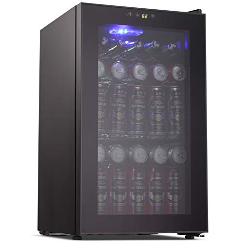 Joy Pebble Beverage Cooler and Refrigerator Mini Fridge with Glass Door for Soda Beer or Wine Small Drink Cooler for Home Office or Bar (2.3 cu.ft)