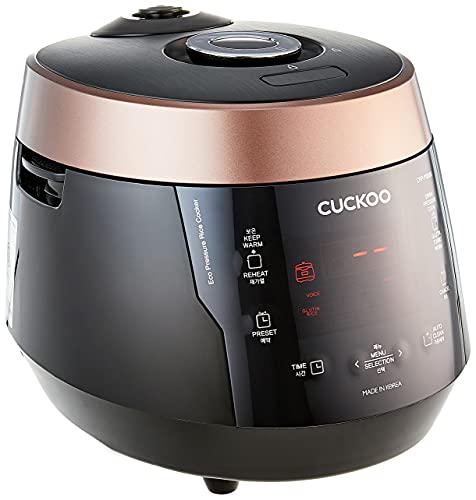 Cuckoo CRP-P0609S 6 cup Electric Heating Pressure Rice Cooker & Warmer – 12 built-in programs including Glutinous (white), Mixed, Brown, GABA and more, 10.10 x 11.60 x 14.20, Black