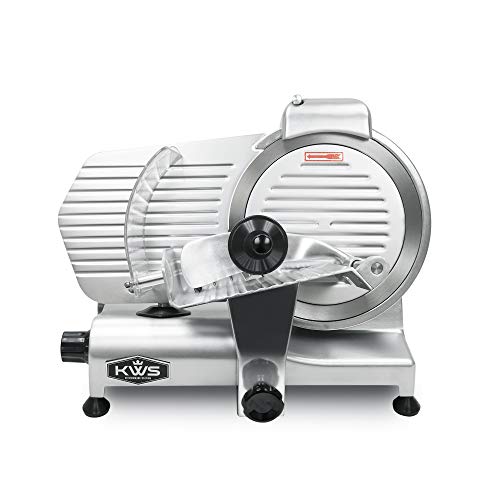 KWS Commercial 320W Electric Meat Slicer 10" Frozen Meat Deli Slicer Coffee Shop/restaurant and Home Use Low Noises (Stainless Steel Blade - Silver)